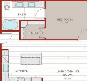 Aura Bluffview Apartments B16 Floor Plan Aura Bluffview Apartments B16 Floor Plan